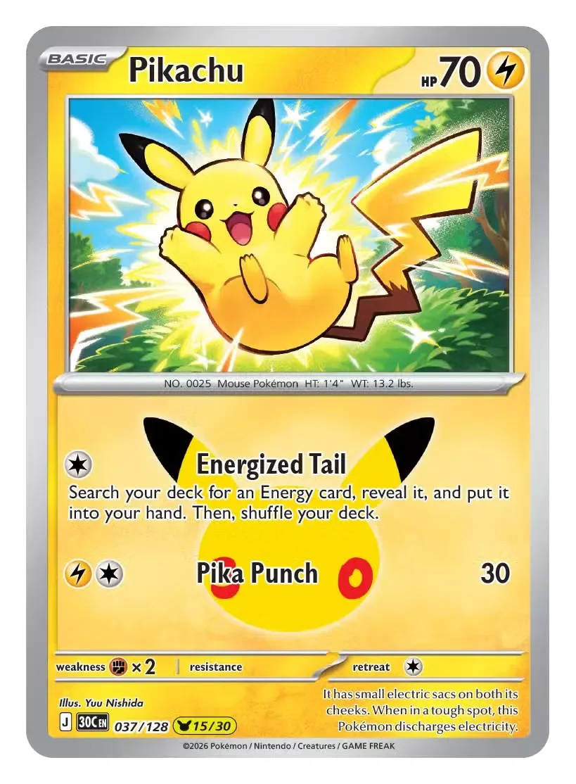Pikachu - 30th Celebration Pokemon TCG Card