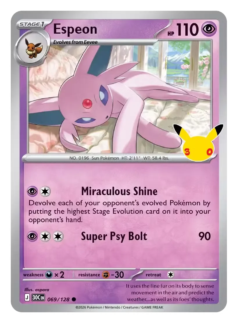 Espeon - 30th Celebration Pokemon TCG Card