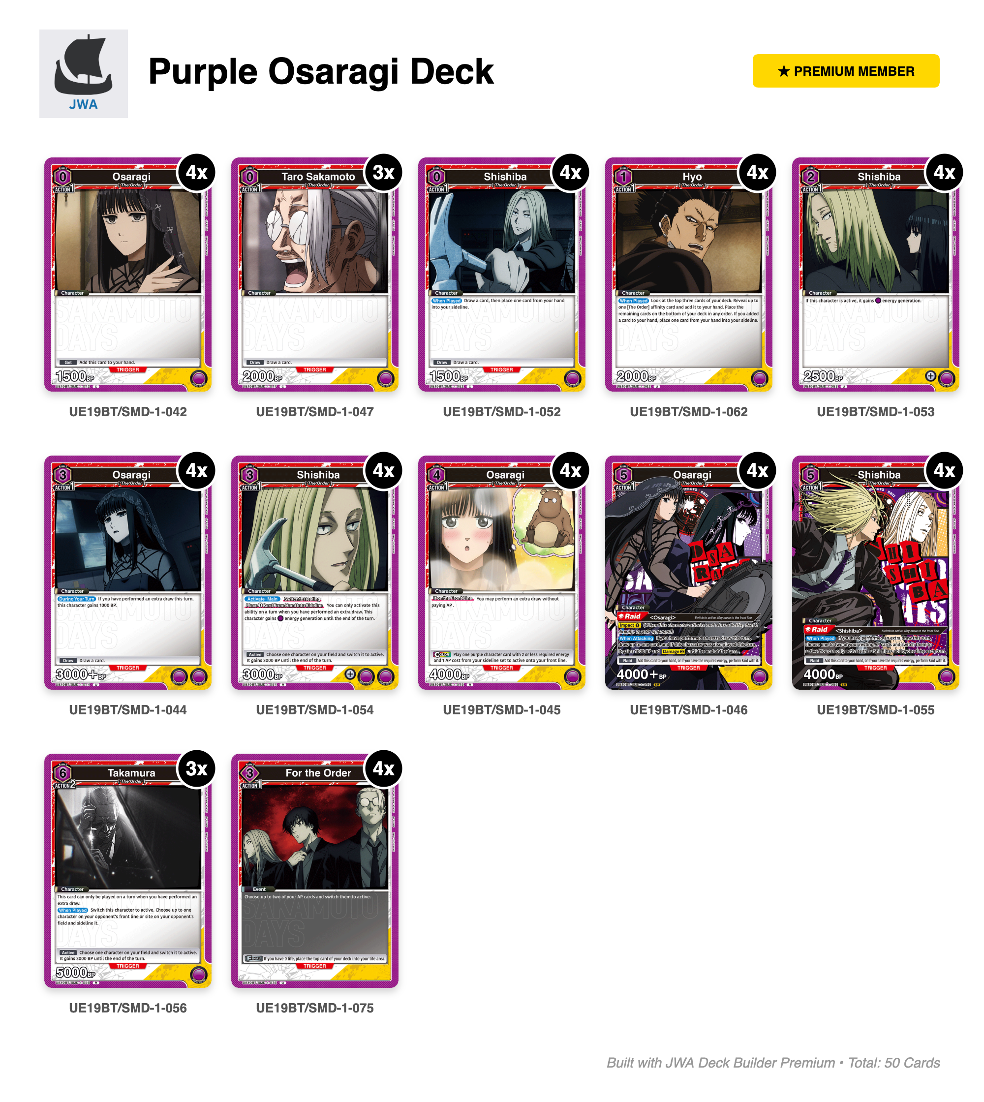 SAKAMOTO DAYS Deck List