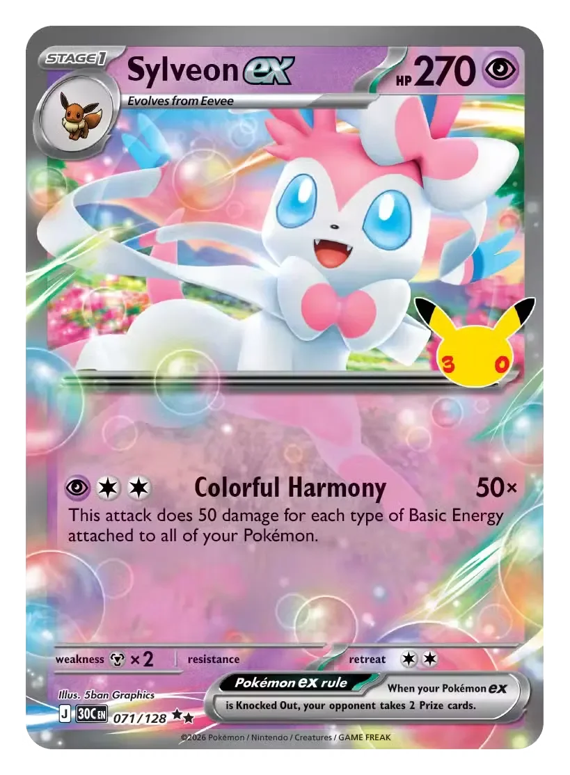 Sylveon ex - 30th Celebration Pokemon TCG Card