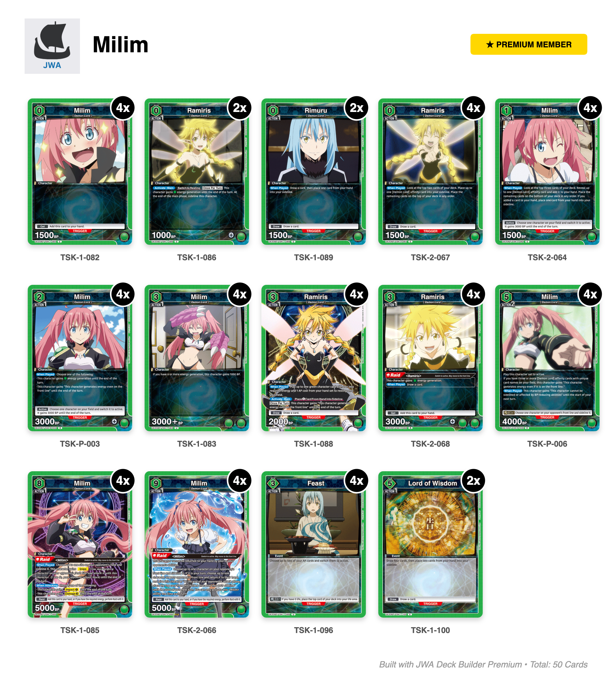 UE20BT: That Time I Got Reincarnated as a Slime Deck List