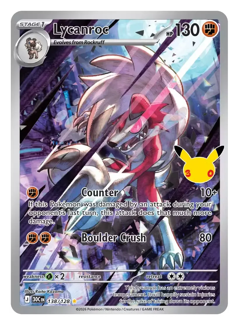 Lycanroc - 30th Celebration Pokemon TCG Card