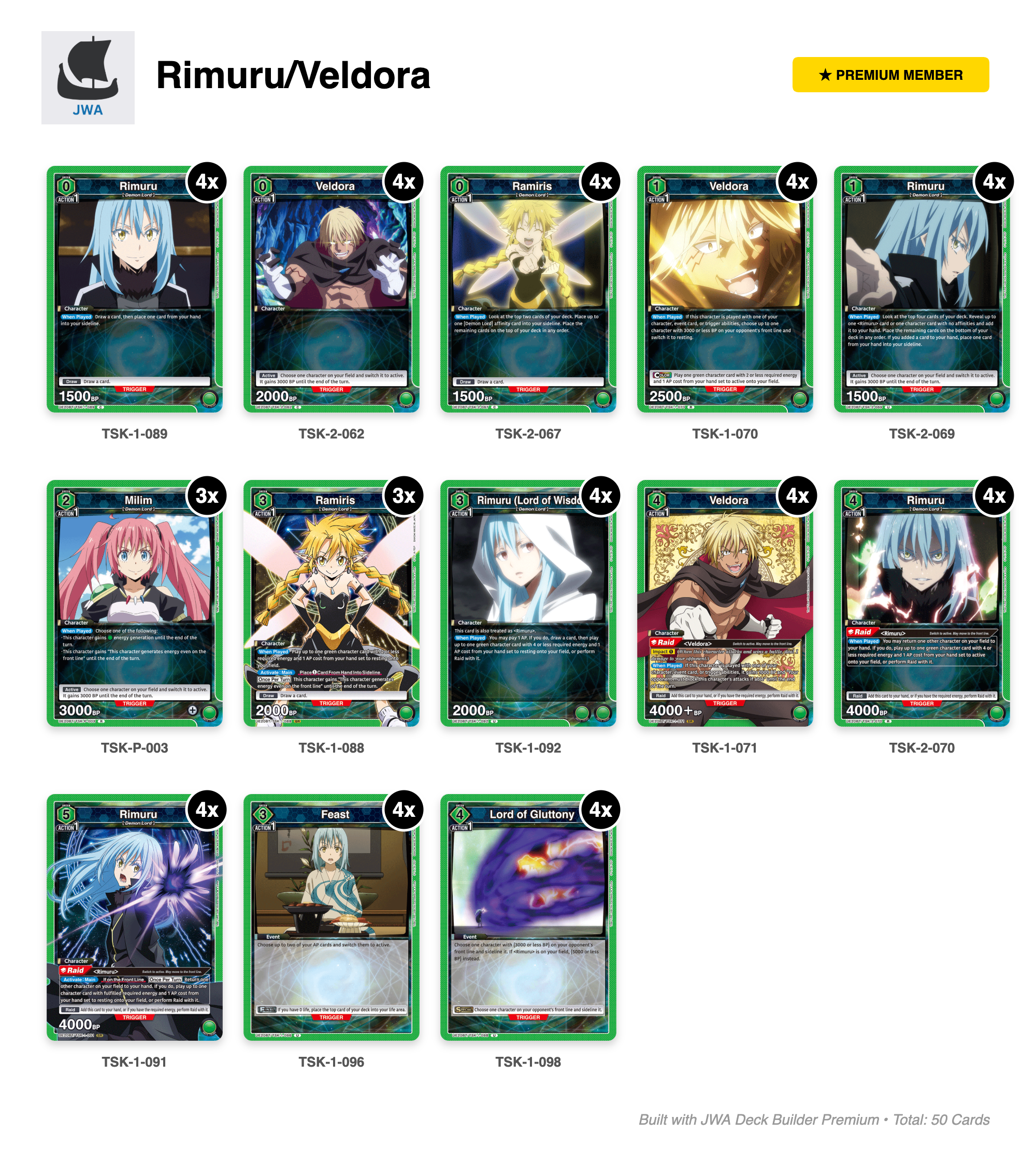 UE20BT: That Time I Got Reincarnated as a Slime Deck List