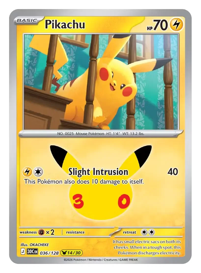 Pikachu - 30th Celebration Pokemon TCG Card