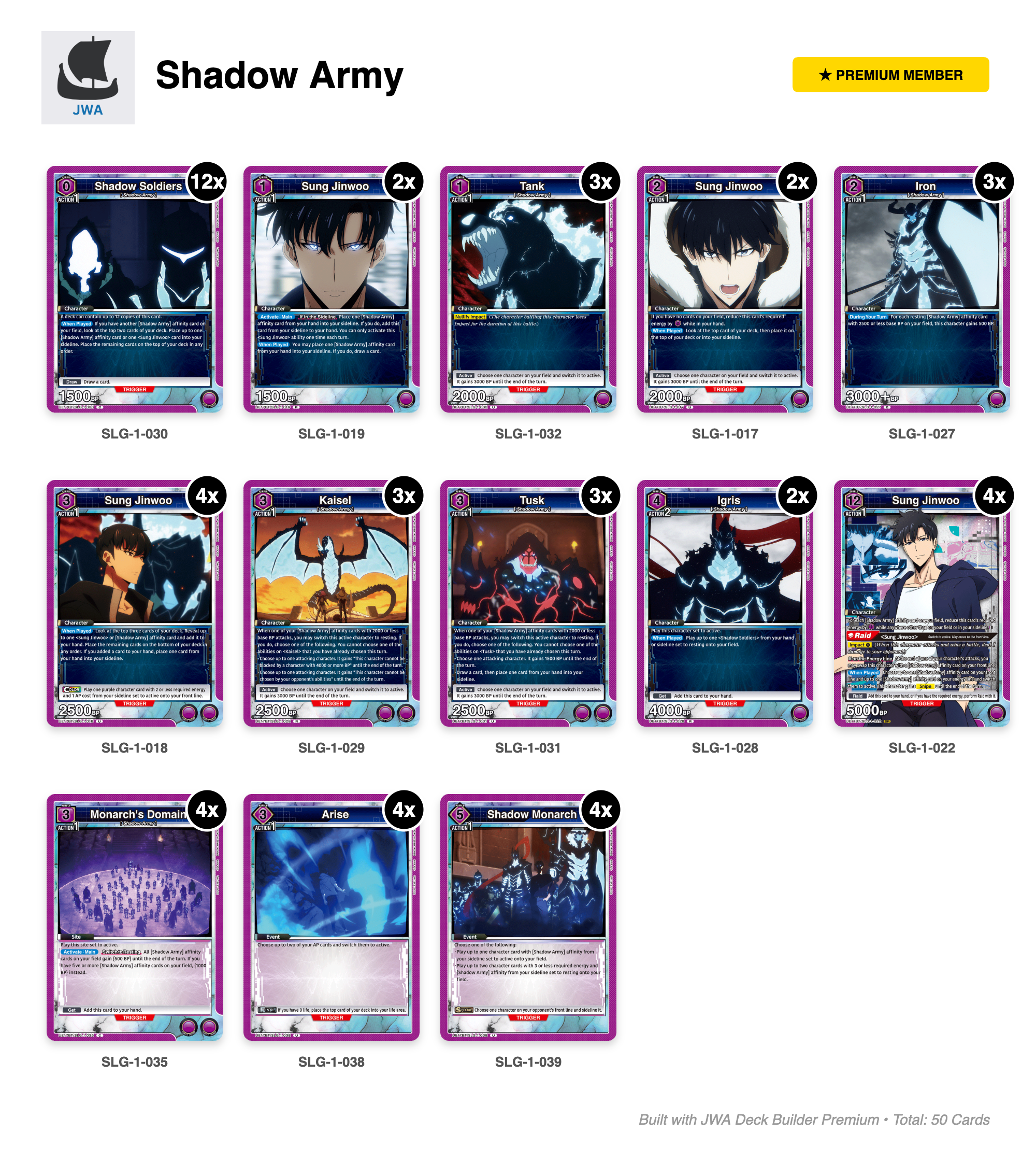 Solo Leveling Deck List