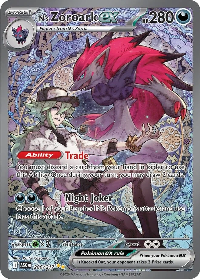 N's Zoroark ex Ascended Heroes Special Illustration Rare Pokemon Card