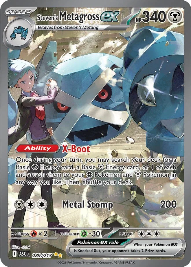 Steven's Metagross ex Ascended Heroes Special llustration Rare Pokemon Card