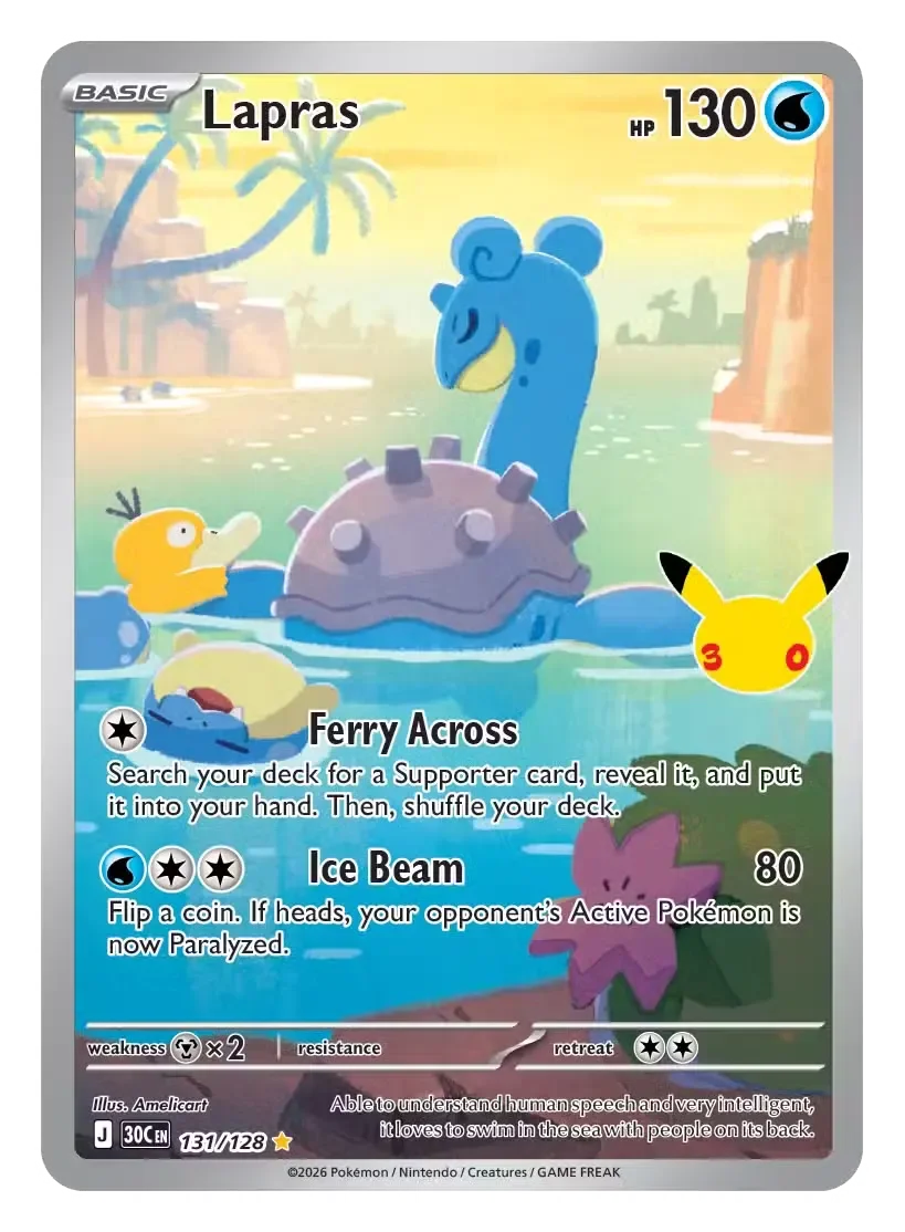 Lapras - 30th Celebration Pokemon TCG Card