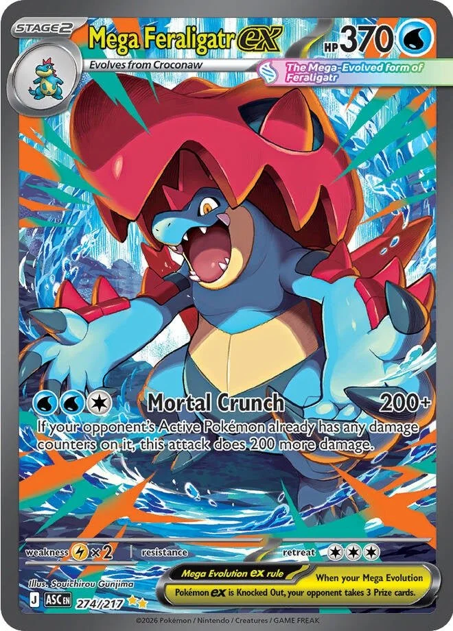 Mega Feraligatr ex Ascended Heroes Mega Attack Rare Pokemon Card