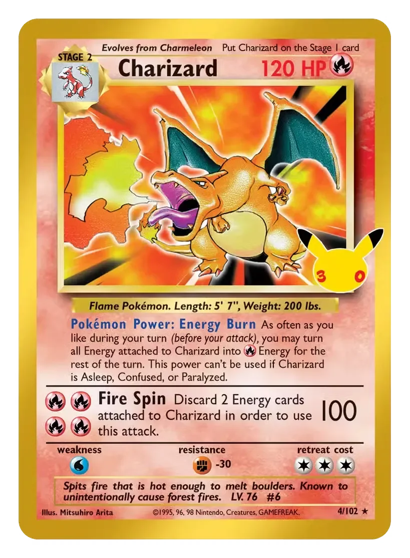 Charizard - 30th Celebration Pokemon TCG Card