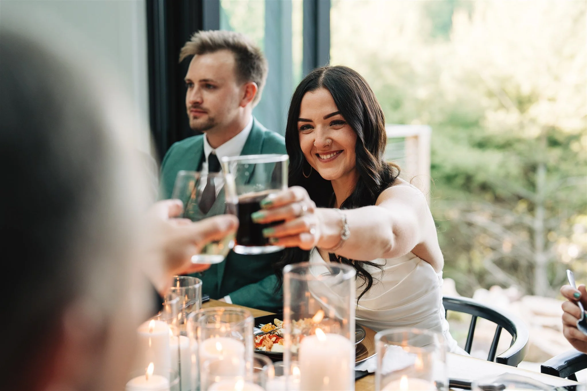 Small mountain wedding ceremony with family and guests