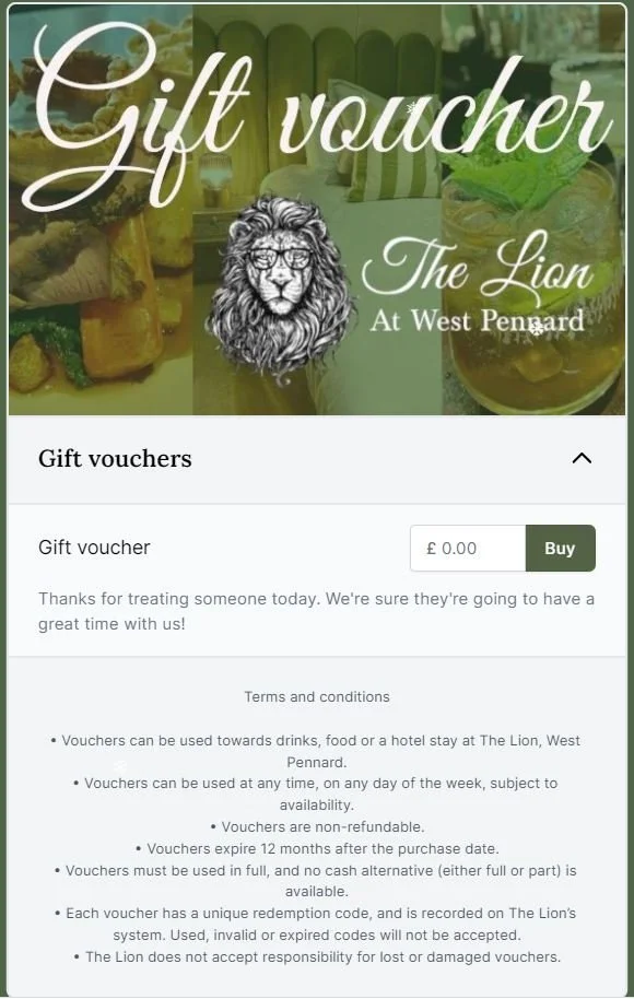 Online booking and shopping options on The Lion website
