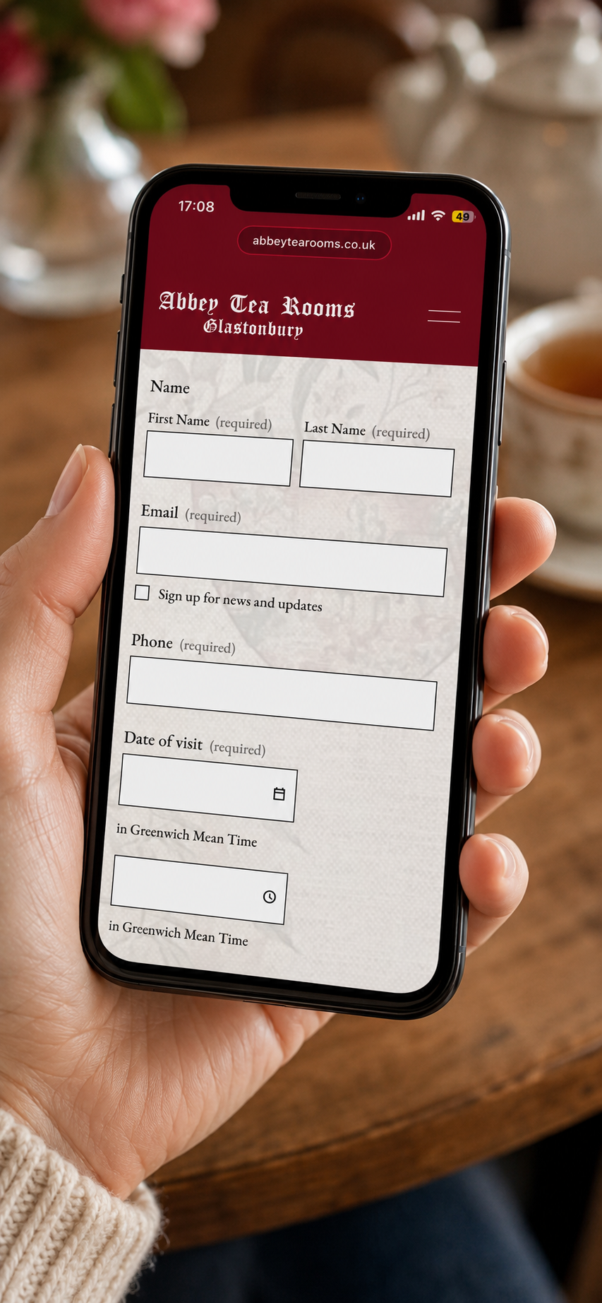 Online services available through the Abbey Tea Rooms website