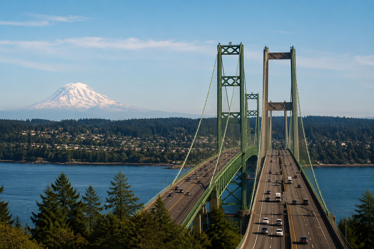 Tacoma Narrows Bridge connecting Gig Harbor to Seattle