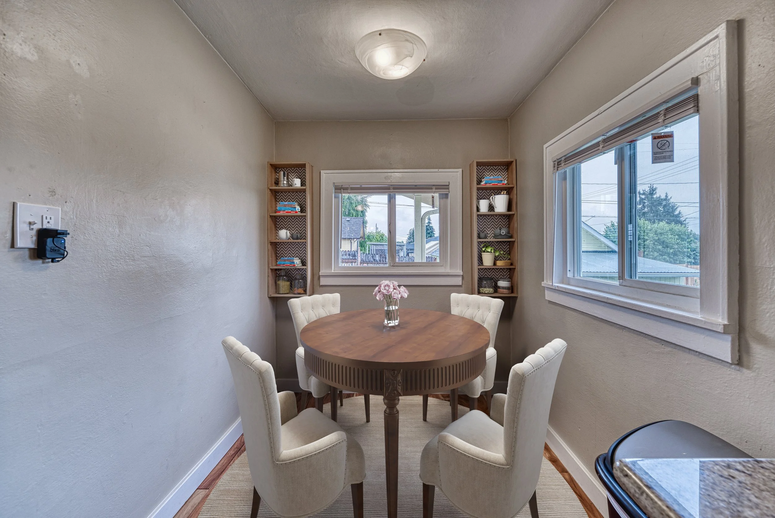 Virtually staged dining room in a Gig Harbor listing
