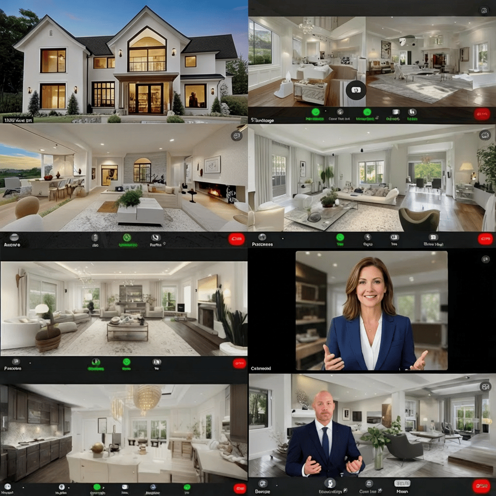 Virtual open house video call grid showing a Gig Harbor home tour
