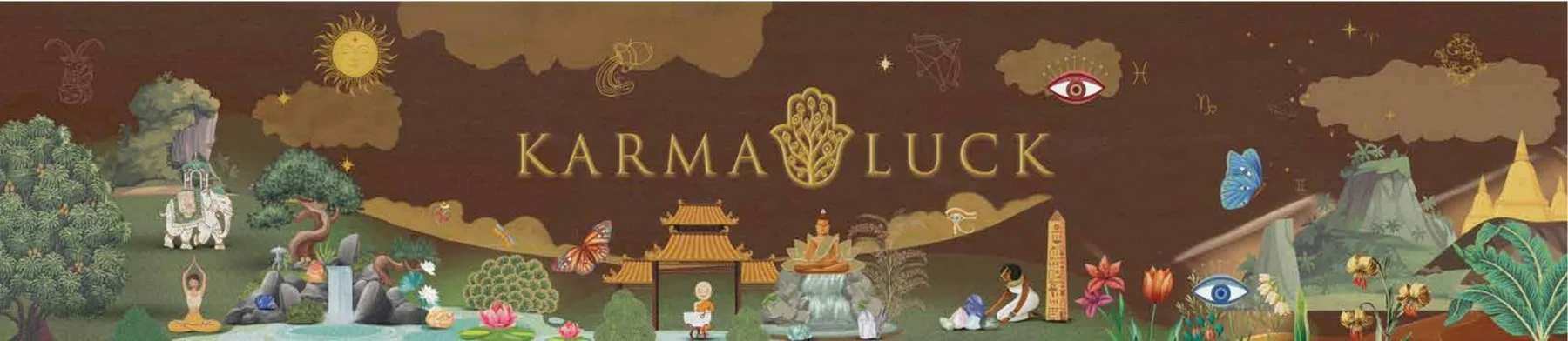 Karma and Luck illustrated brand banner