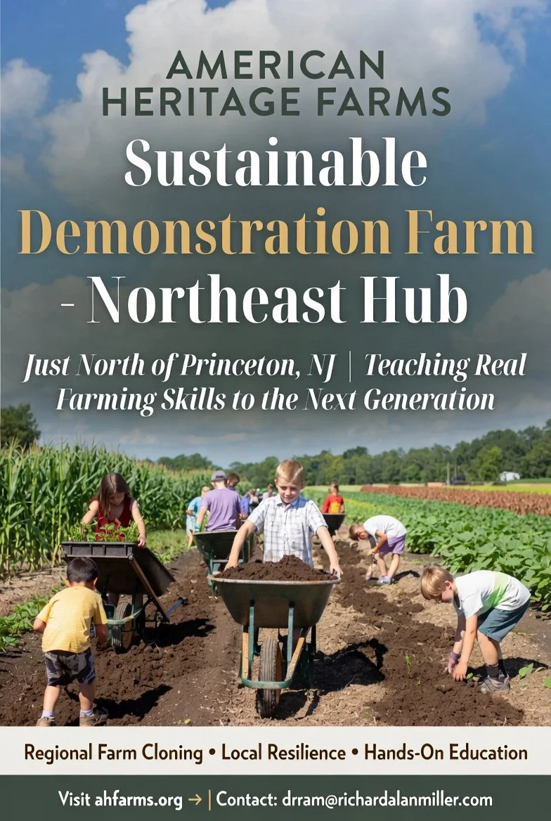 Children learning hands-on farming skills with wheelbarrows at American Heritage Farms