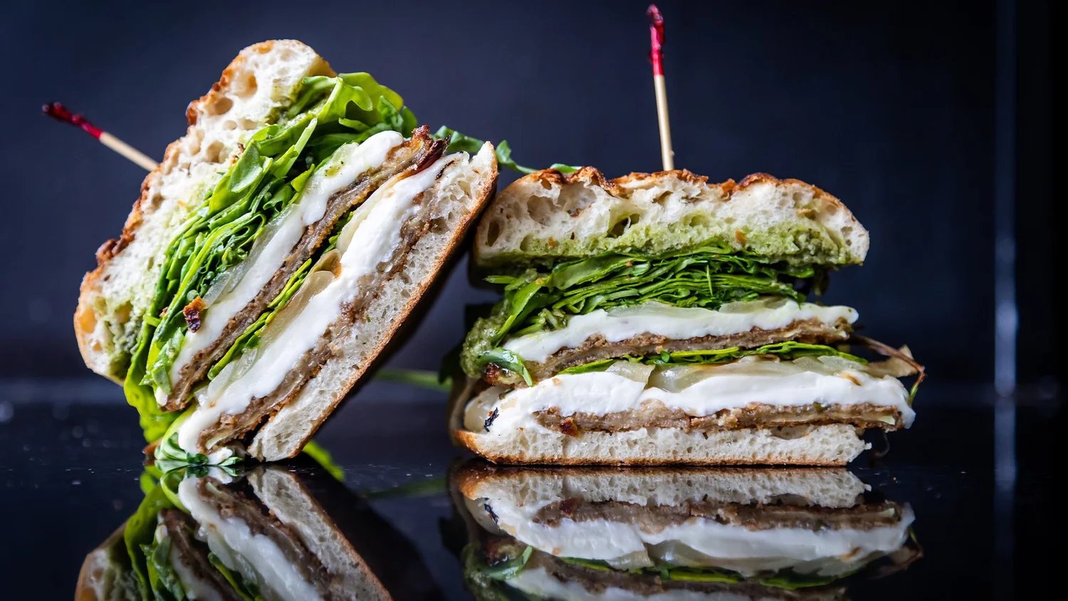 Pizza One panini with chicken and greens