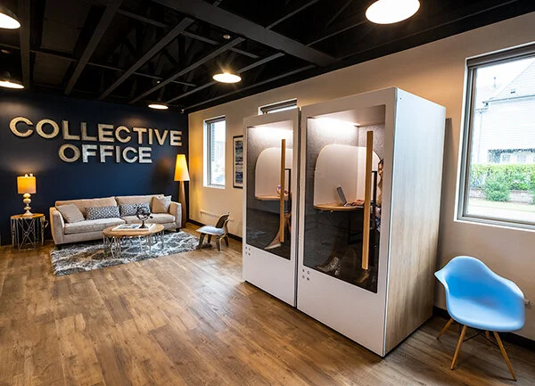 Private phone and Zoom booth at Collective Office in Coppell Texas