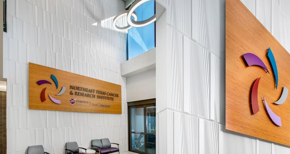 A custom brick feature wall for a Texas health center.