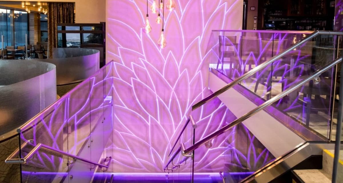 Backlit feature wall for a restaurant.