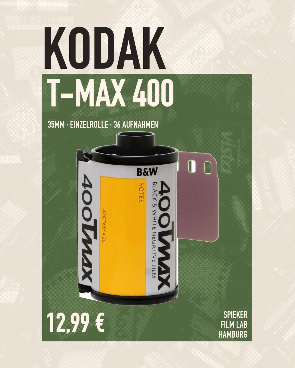 Kodak T-MAX 400 · 35 mm · Einzelrolle · Spieker Film Lab Hamburg