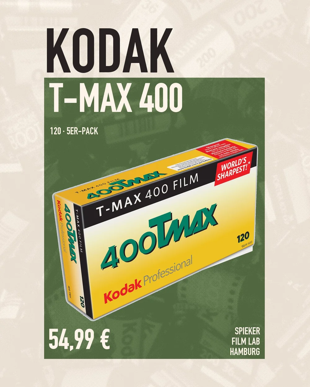 Kodak T-MAX 400 · 120 · 5er-Pack · Spieker Film Lab Hamburg