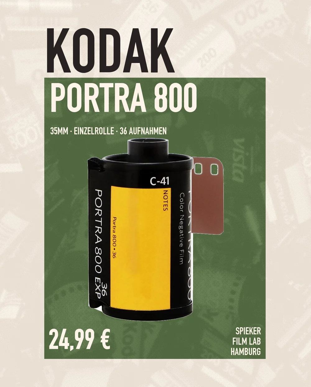 Kodak Portra 800 · 35 mm · Einzelrolle · Spieker Film Lab Hamburg