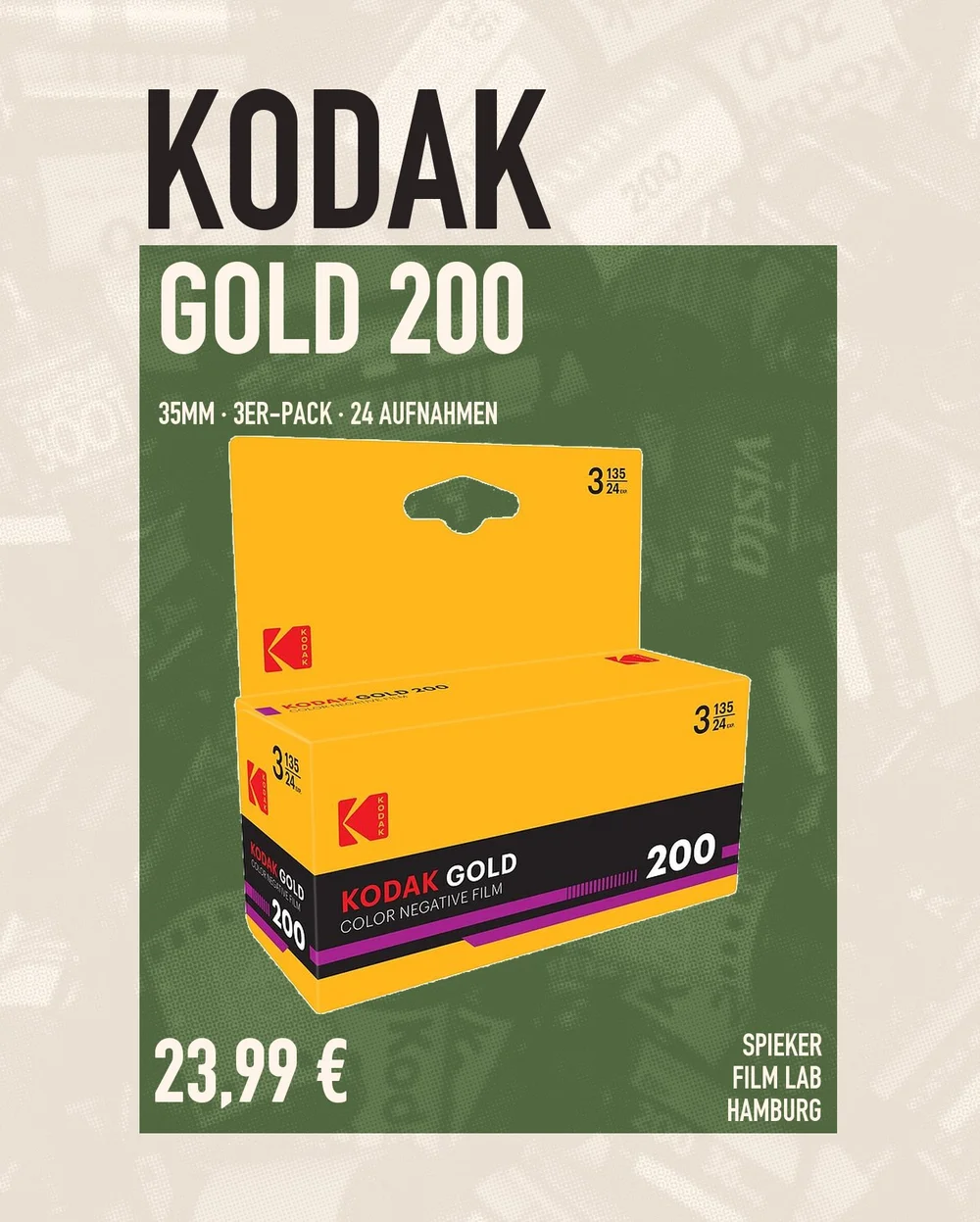 Kodak Gold 200 · 35 mm · 3er-Pack · 24 Aufnahmen · Spieker Film Lab Hamburg