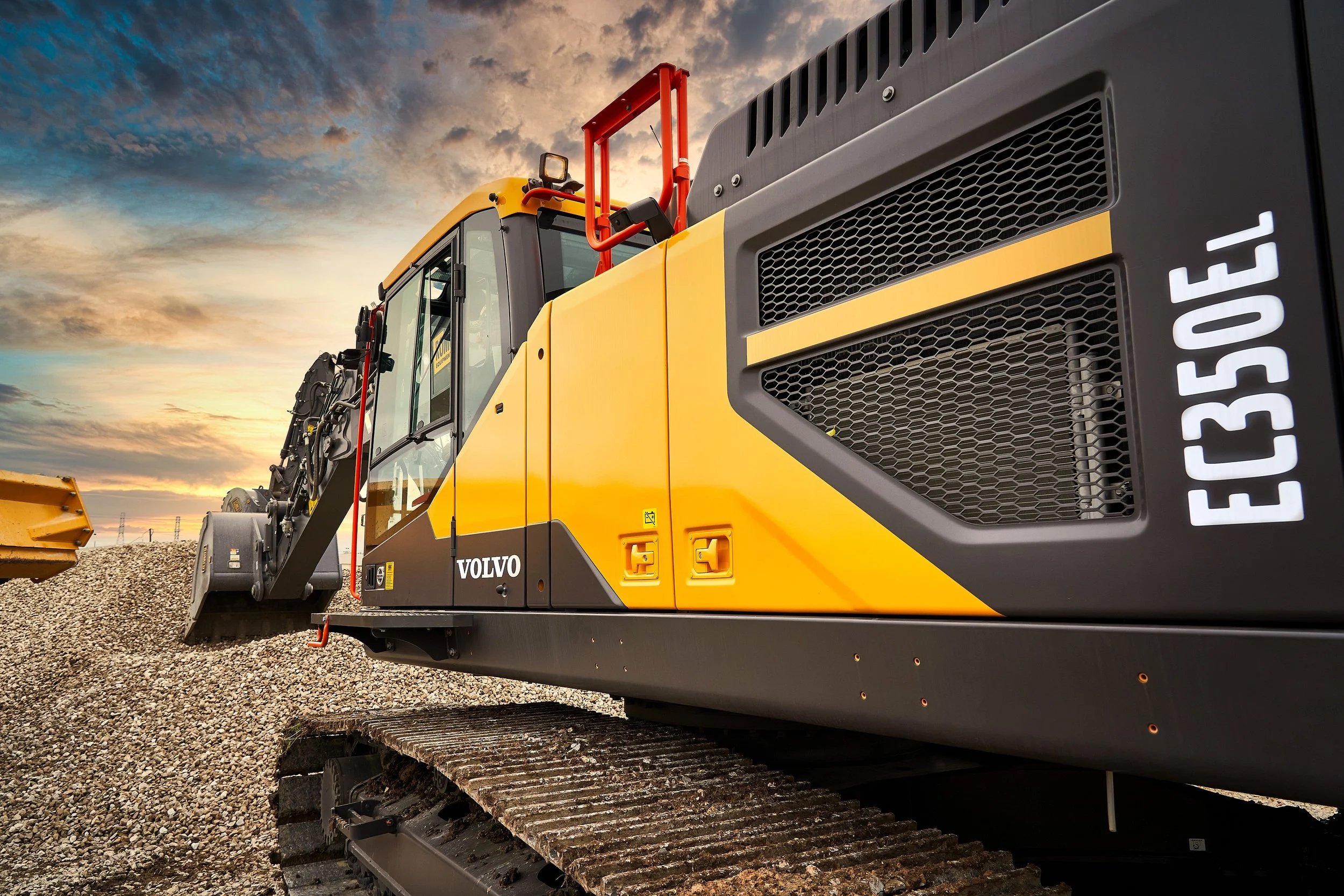 Heavy construction equipment during building progress