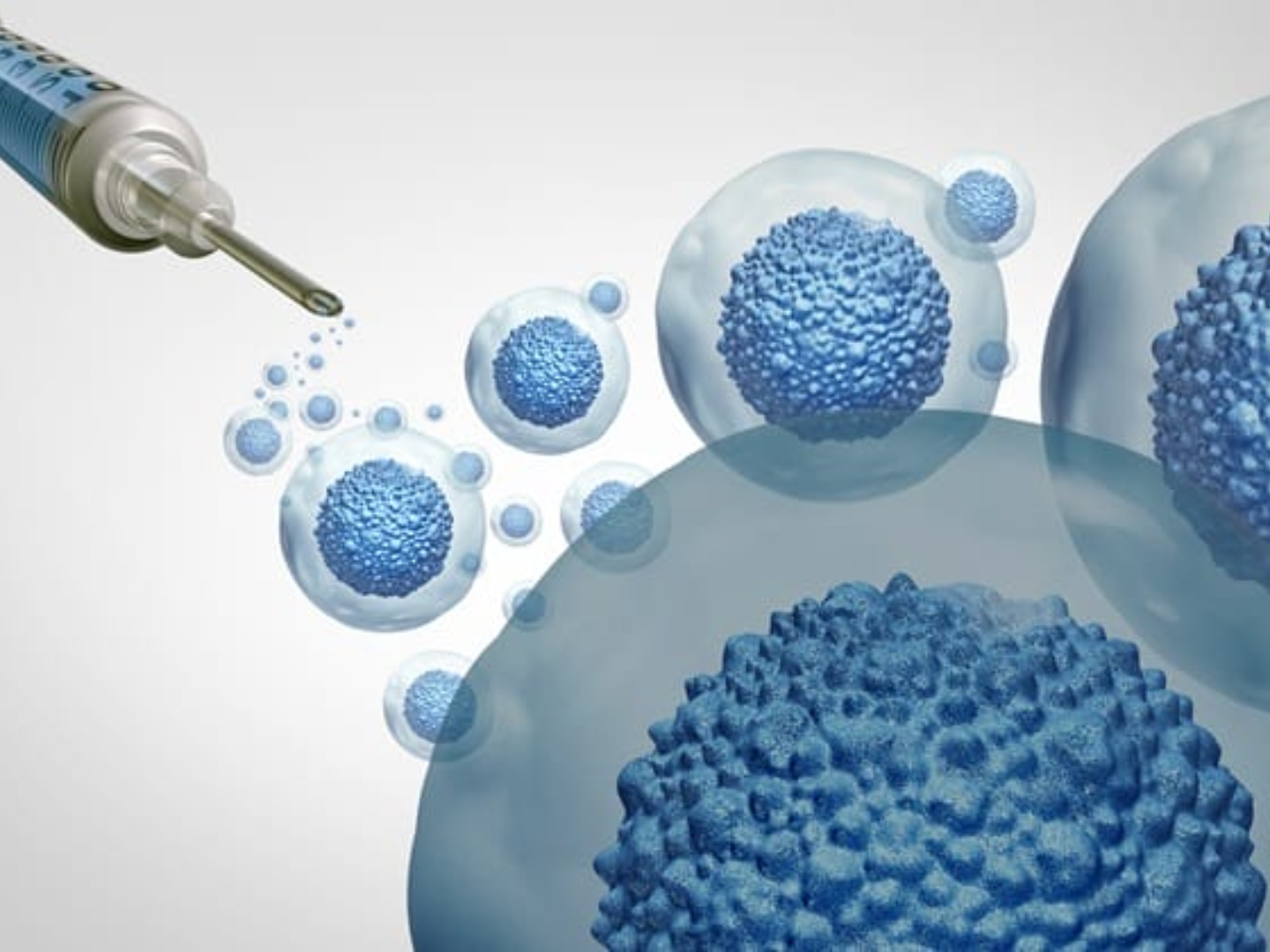 Stem cell and growth factor illustration representing regenerative orthobiologic injection therapy