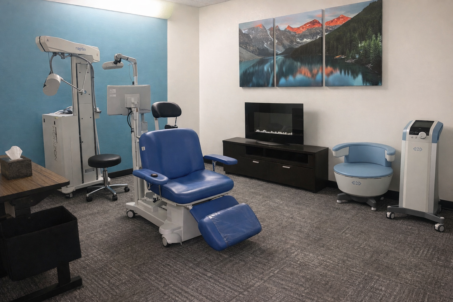 Emsella and TMS treatment room at SageMED in Bellevue, WA