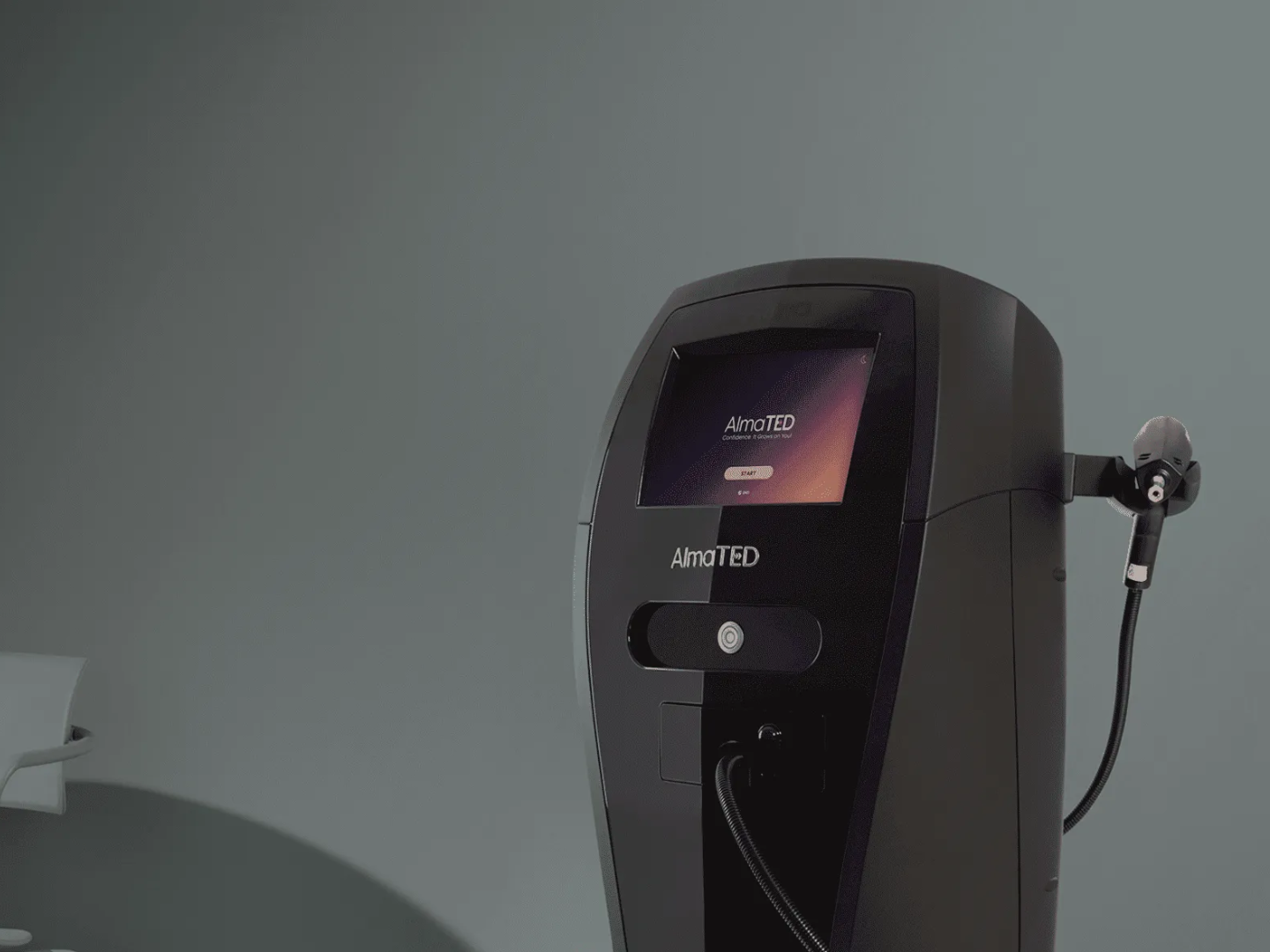 Alma TED hair restoration device used for transdermal delivery scalp treatments