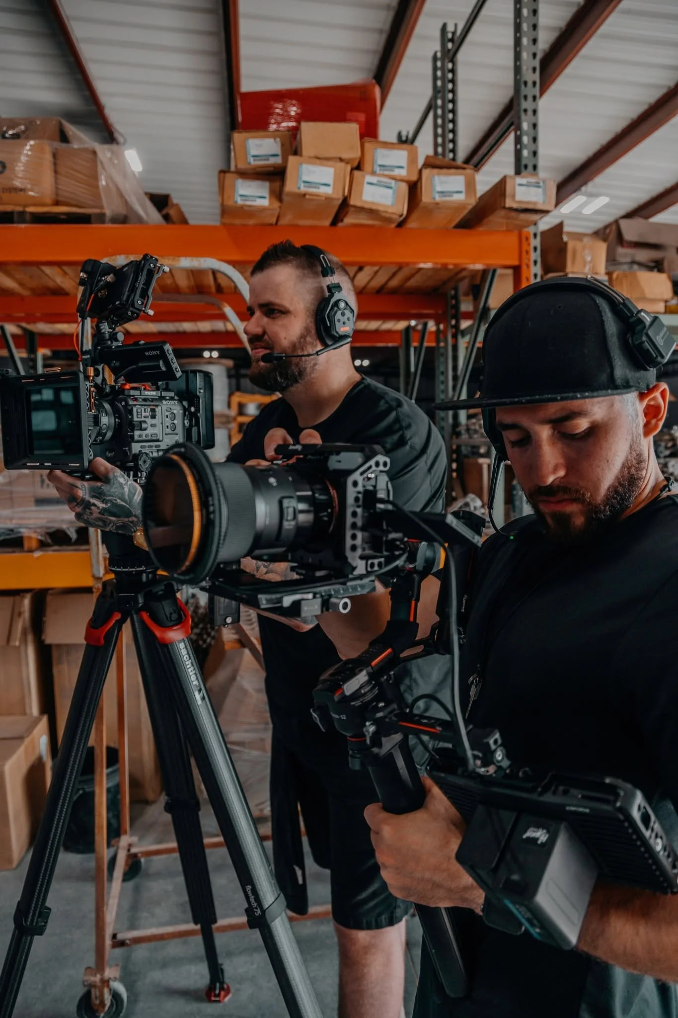 Tyler Maness, founder of Hyped Visuals, Oklahoma City video production company, on a commercial production set.