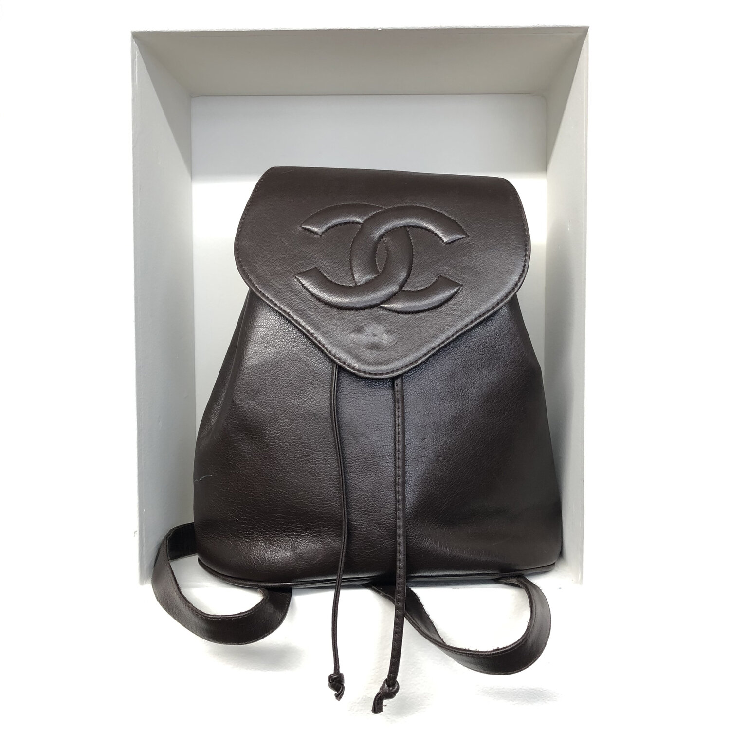 Faux Chanel Brown Leather Mini Backback — Sleeper