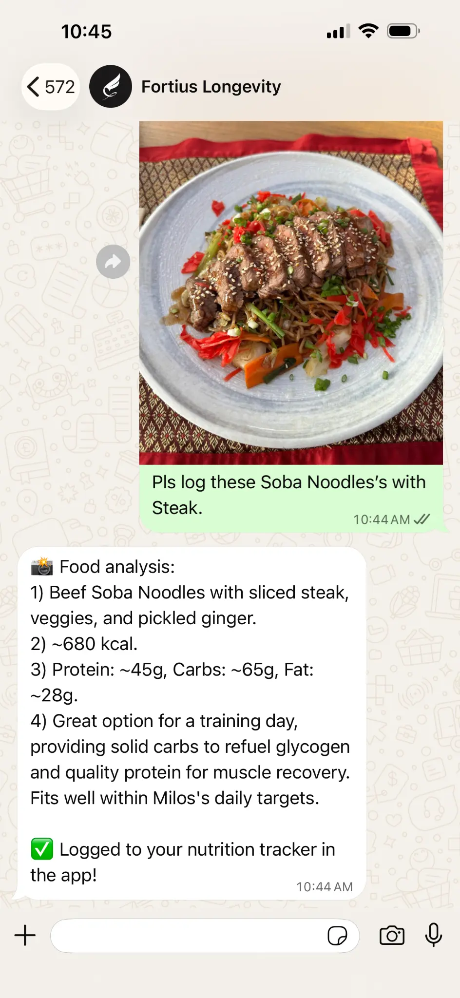 Fortius Longevity WhatsApp Food Logging Analysis