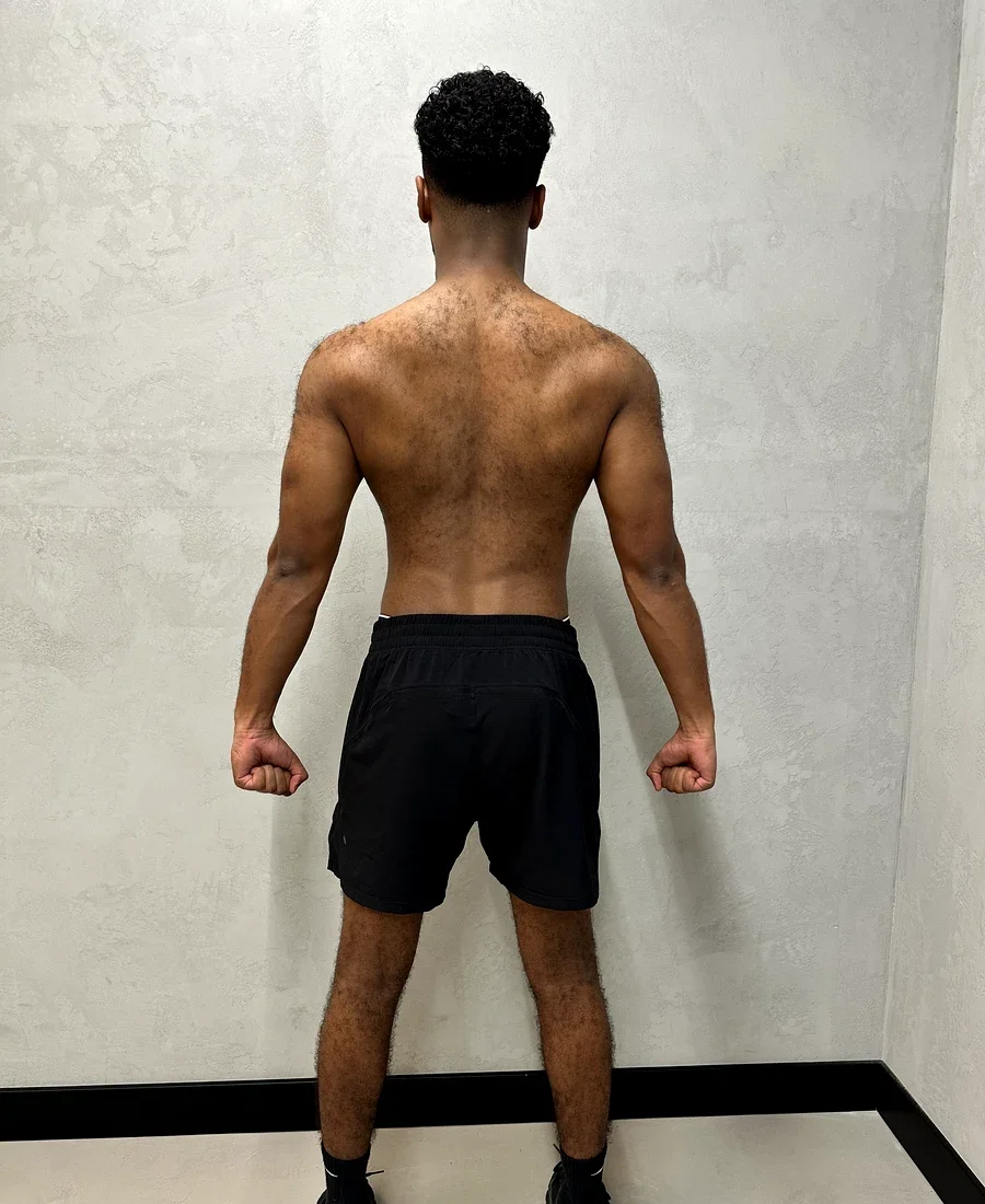 Rahman after transformation — back view, Fortius Dubai