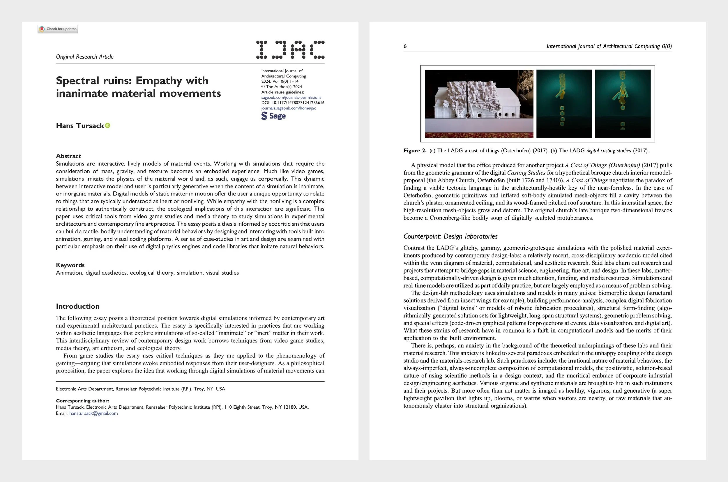 Spectral Ruins, IJAC: first-page spread