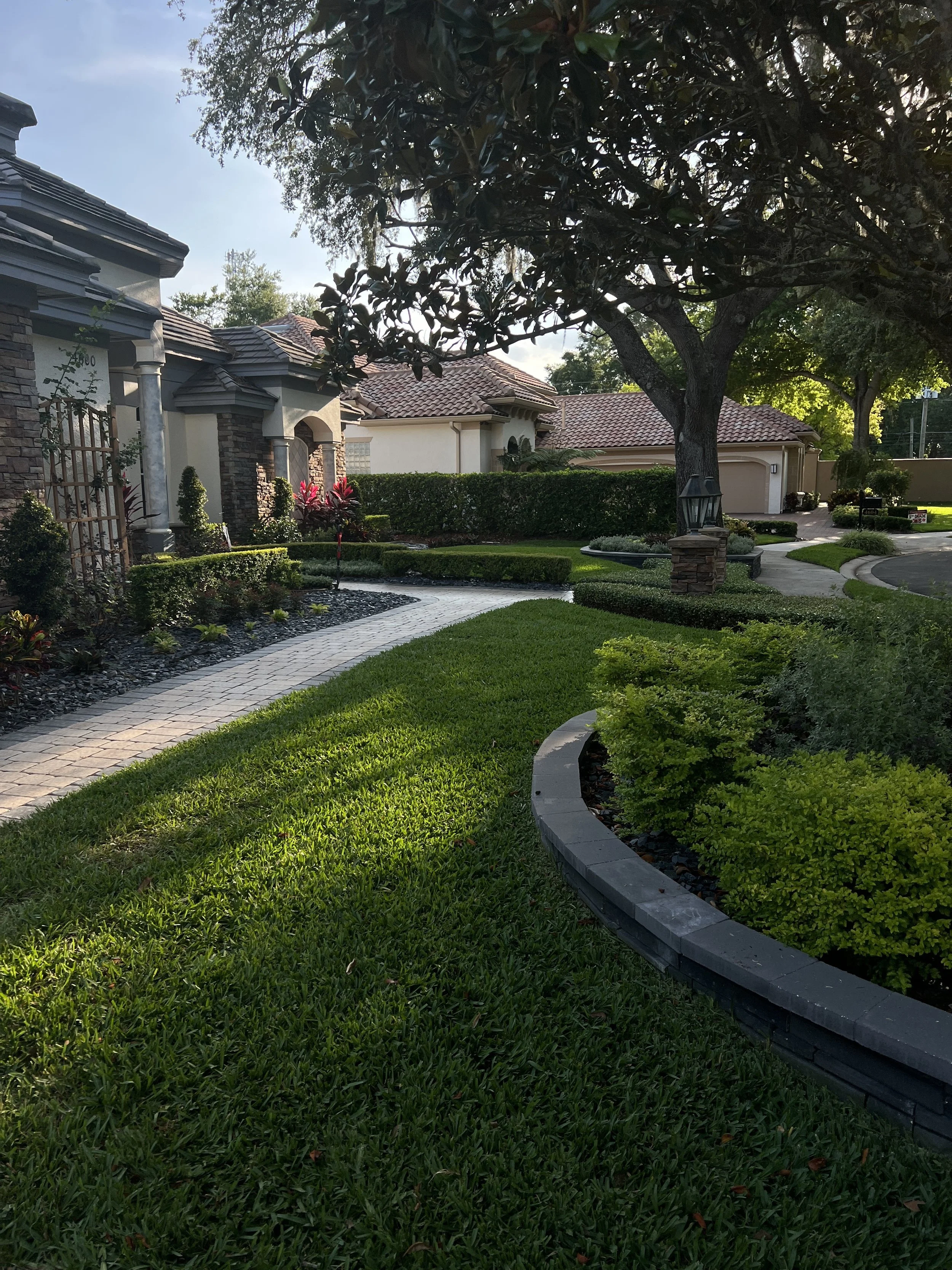 Sod installation with walkway and landscape reset