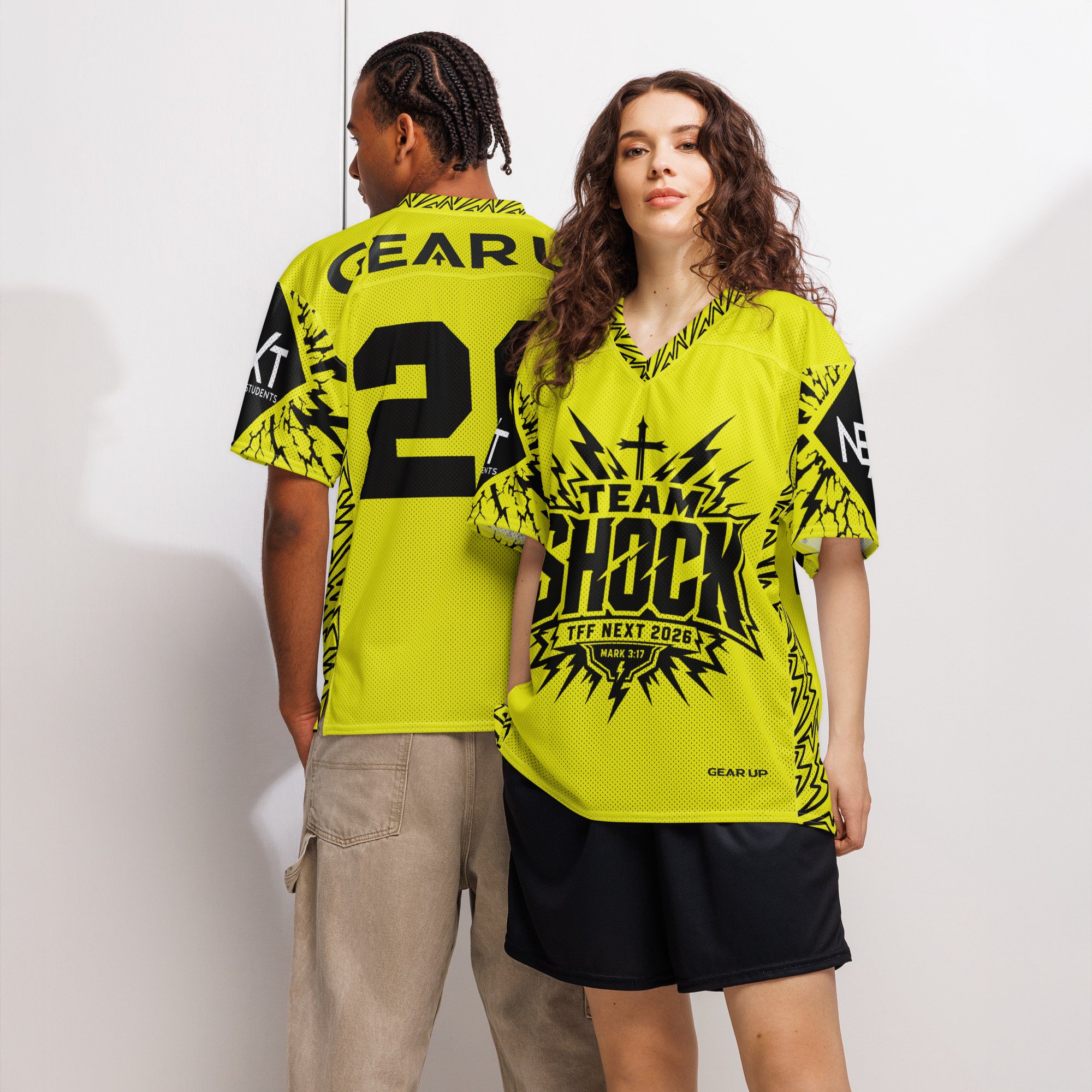 2026 Team Shock Official TFF Next Christian Youth Camp Football Jersey - Fearless Faith