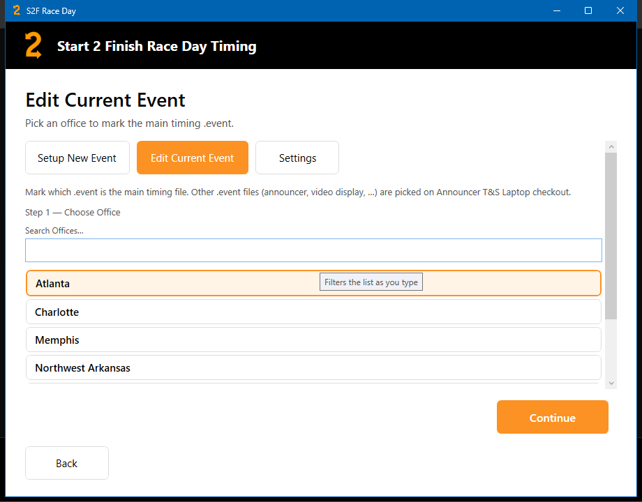Edit Current Event in Admin
