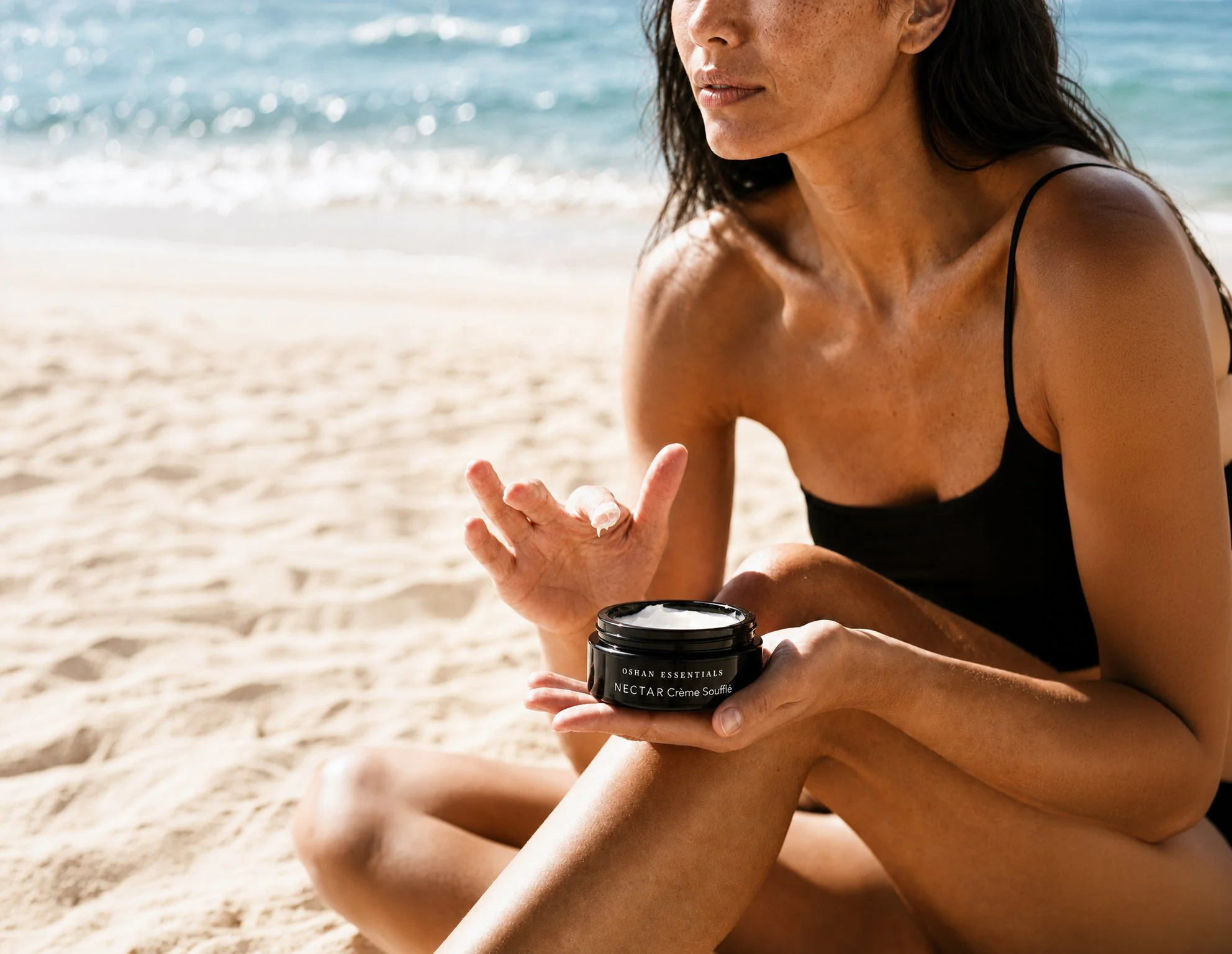 NECTAR Creme Souffle applied on the beach after a swim