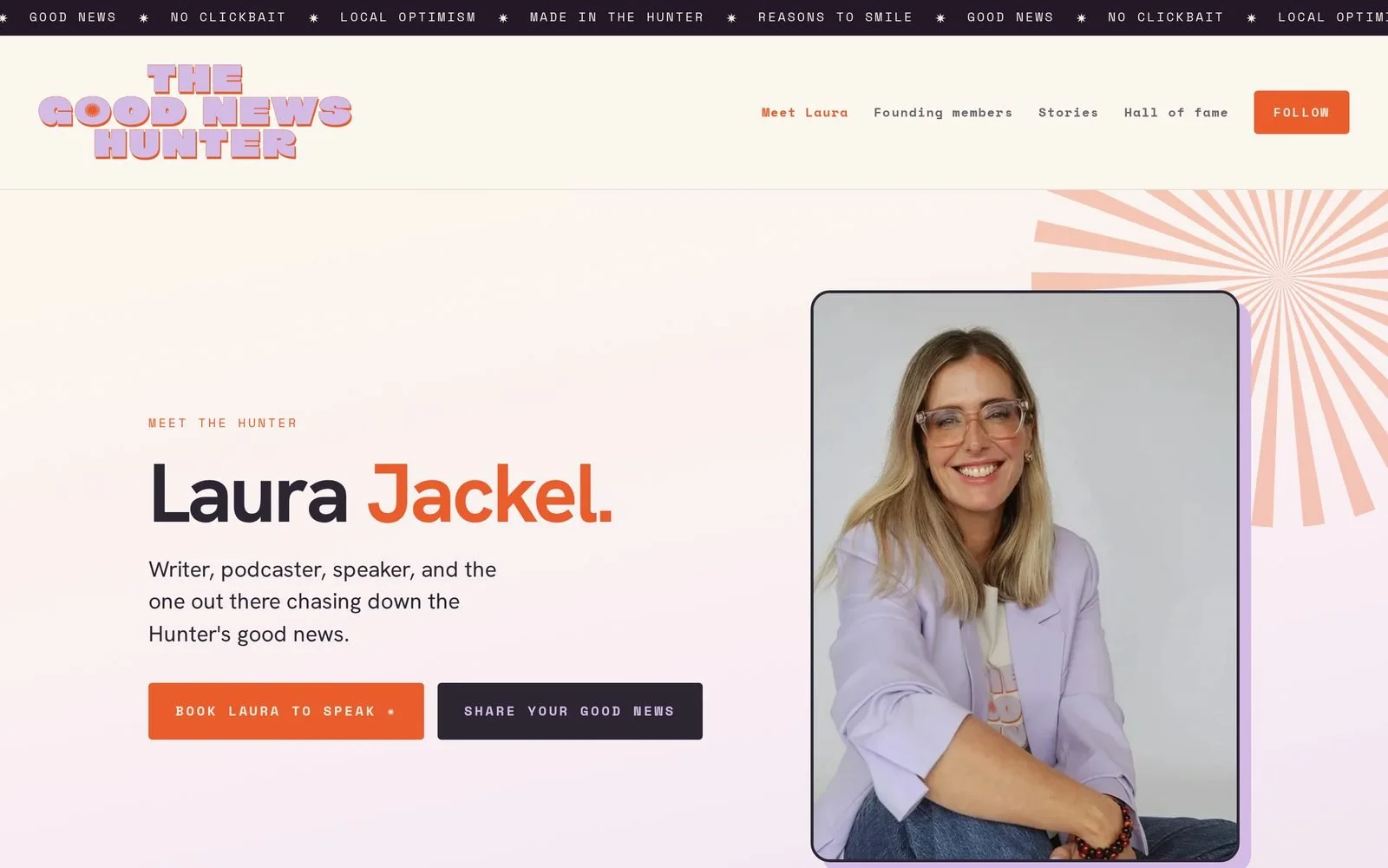 The Meet Laura page on The Good News Hunter website