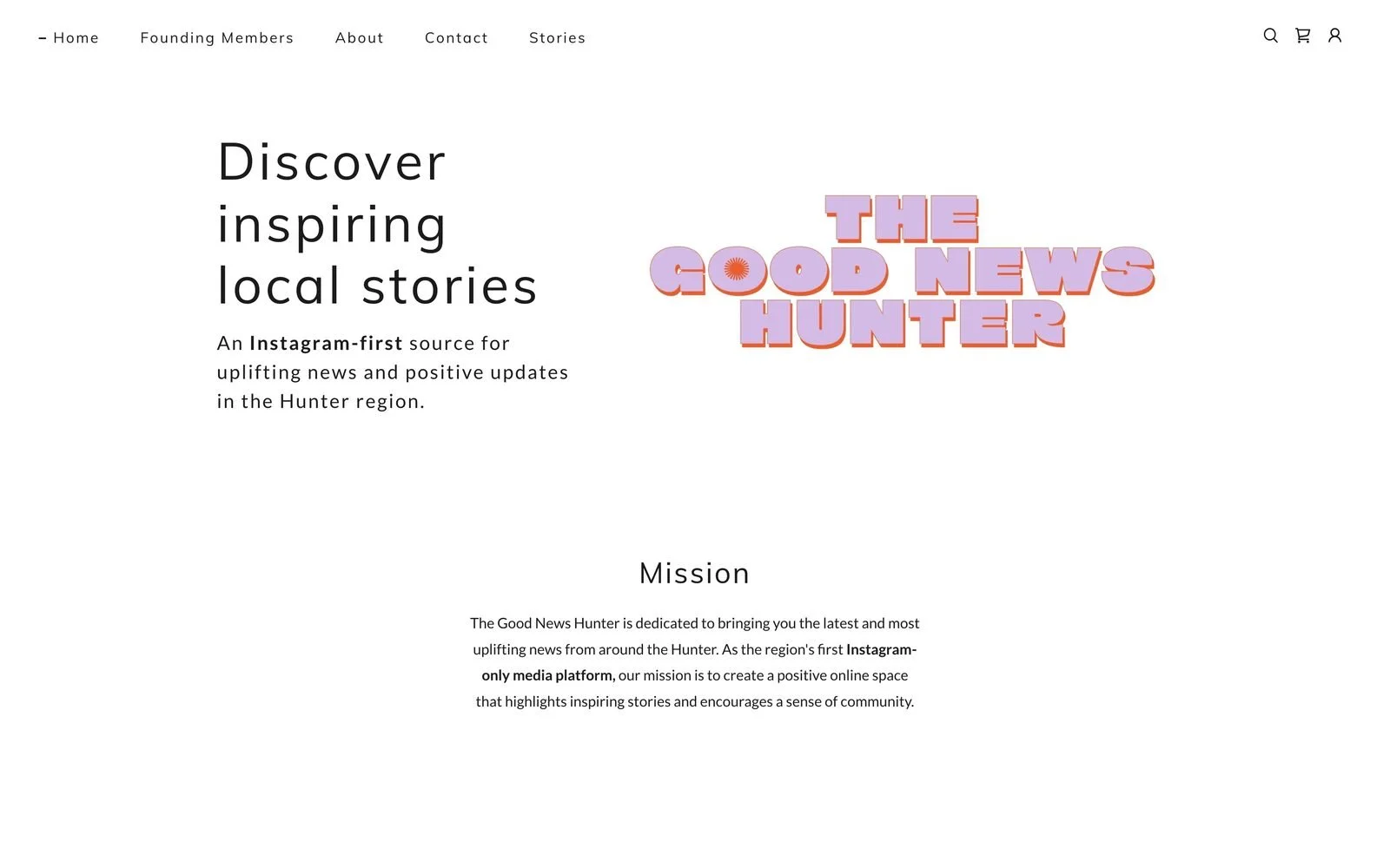 The Good News Hunter's previous homepage, a default website template