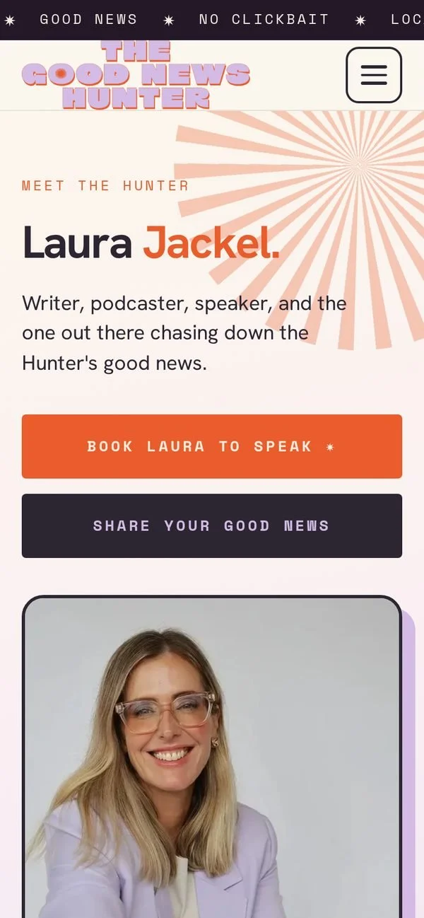 The Meet Laura page on a phone