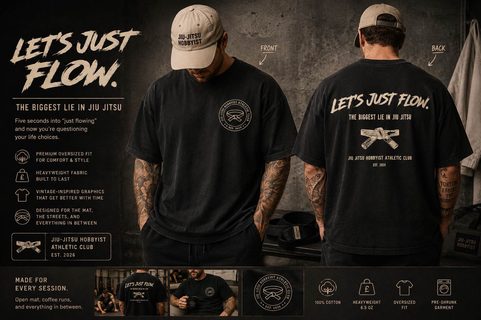 Let's Just Flow oversized tee
