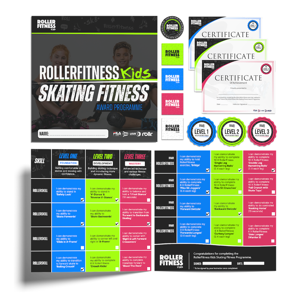 RollerKids resource pack — progress card, certificates, badges and logos included in the download