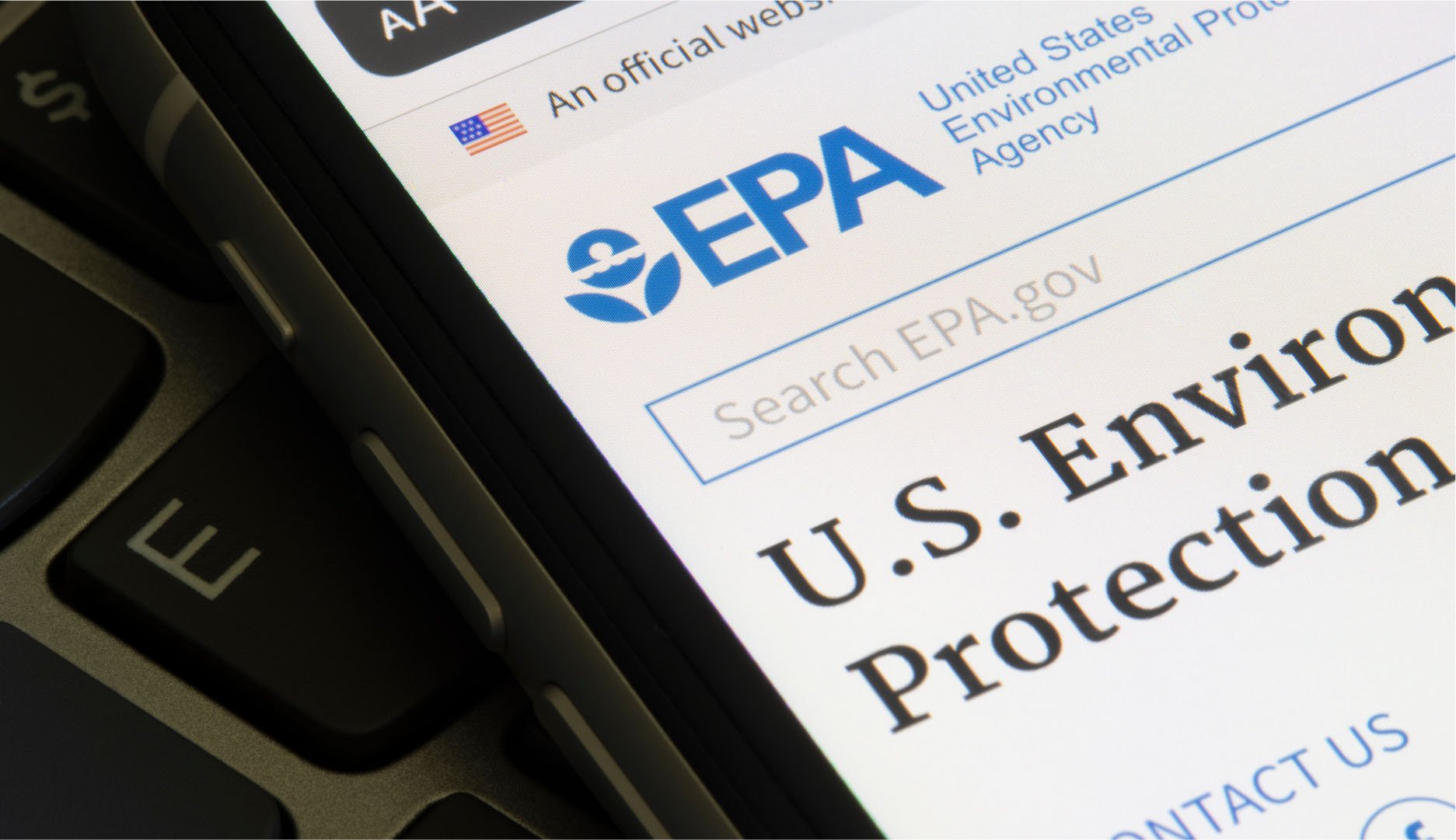EPA website on phone screen