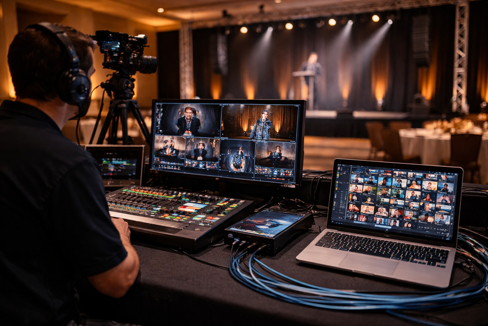 Corporate meeting with AV production support